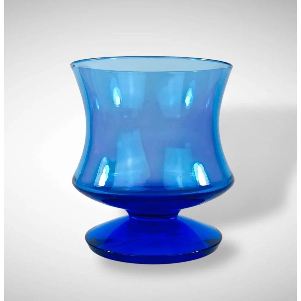 Seneca‎ Fashionables Delphine Blue Low Footed Wine Glasses Set of 8 1970s